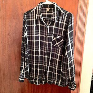 Woolrich Button Down Women's XL Plaid Shirt 100% Rayon